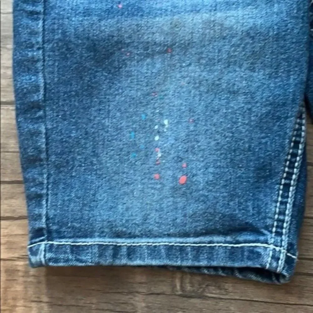 Seven7 denim jean bermudas shorts paint splatter